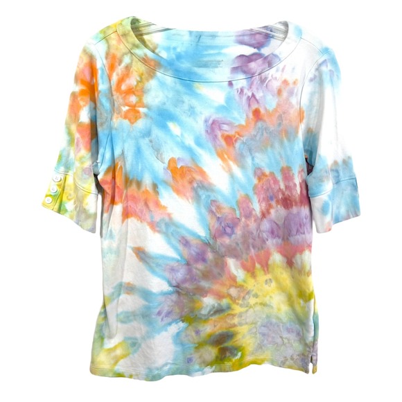 Christopher & Banks Large‎ Tie Dye Top Handmade Short Sleeve Tee Shirt 1292 - Picture 1 of 8